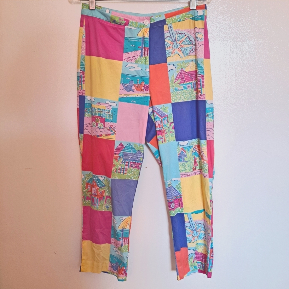 Lilly Pulitzer Pants Patchwork Print Cotton Size 6